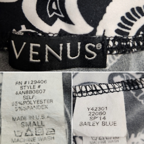 VENUS Bailey Blue Black and White Paisley Print Tube Dress - Picture 9 of 10